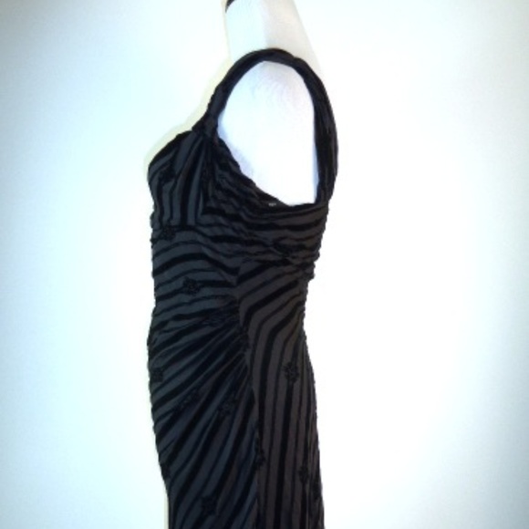 DVF BLACK cut VELVET floral SILK midi party DRESS sleeveless 6 - Picture 3 of 6